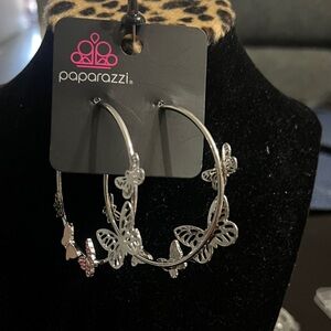 Paparazzi Silver Butterfly Hoop Earrings